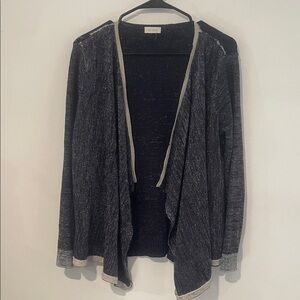 Chico's Black and Gray Open Front Cardigan